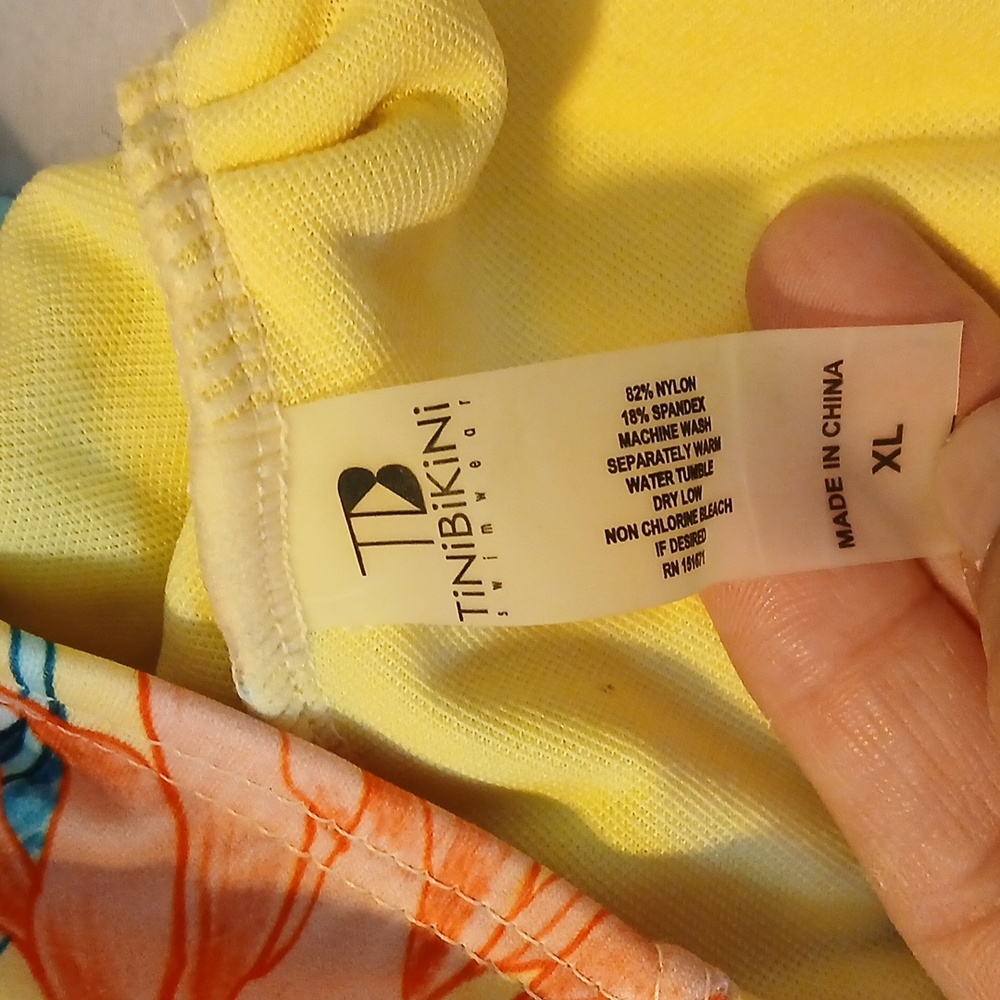 TiniBikini Yellow Floral Swimsuit Size:XL - Picture 2 of 6
